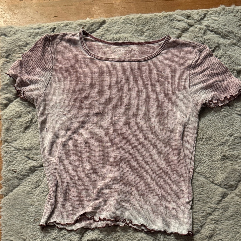 American Eagle Outfitters Ribbed Purple Tee